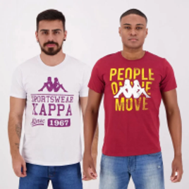 Imagem da oferta Kit de 2 Camisetas Kappa Bordô e Branca