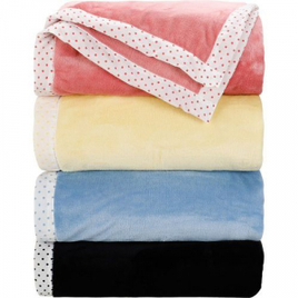 Imagem da oferta Cobertor Casal Flannel Colors com Borda Poá em Percal - Casa e Conforto