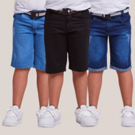 Imagem da oferta Kit Bermuda Jeans Infantil 3 Unidades