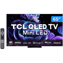 Imagem da oferta Smart TV QLED 65" Google TV UHD 4K TCL C835 Comando de Voz HDR 144Hz 4 HDMI 2 USB Wi-Fi Bluetooth