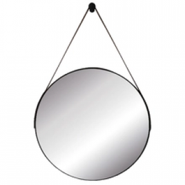 Imagem da oferta Espelho Decorativo Adnet Preto com Alça Courino Marrom 40x60cm