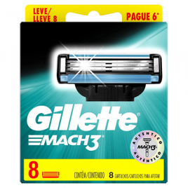 Imagem da oferta Carga para Aparelho de Barbear Gillette Mach3 Leve 8 Pague 6