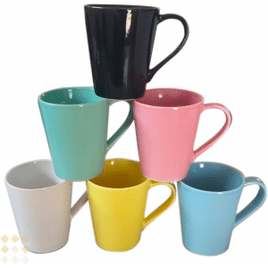 Imagem da oferta Jogo 6 Xícara Caneca Tulipa Lisa Porcelana Colorida - Mundo Da Porcelana