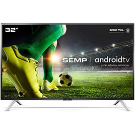 Imagem da oferta Smart TV Android LED 32" Semp 32S5300 Bluetooth 2 HDMI 1 USB Controle Remoto com Comando de Voz e Google Assistant