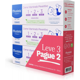 Kit Leve 3 Pague 2 Creme Vitaminado Preventivo de Assaduras Mustela 300ml