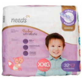 Fralda Descartável Needs Baby Ultrasafe Tamanho XXG 32 Fraldas 4 Unidades