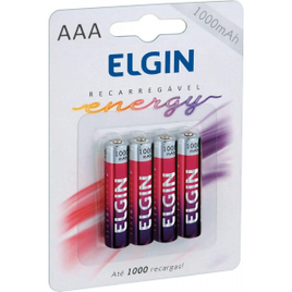 Imagem da oferta Pilha Recarregável Ni-Mh AAA-1000Mah Blister Com 4 Pilhas Elgin Baterias