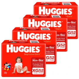Kit de Fraldas Huggies Hiper Supreme Care XG - 208 Unidades