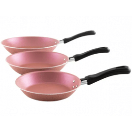 Imagem da oferta Conjunto de Frigideiras Antiaderente Tramontina de Alumínio Caribe Rosa 3 Peças