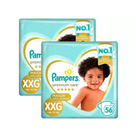 Imagem da oferta Kit Fraldas Pampers Premium Care Tam. XXG - + de 14kg 2 Pacotes - 112 Unidades