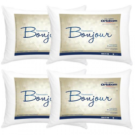 Imagem da oferta Travesseiros Ortobom Bonjour em Fibra Siliconizada 50x 70cm - 4 Unidades