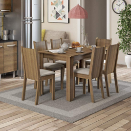 Imagem da oferta Conjunto Mesa de Jantar com 6 Cadeiras Maris Marrom - Madesa