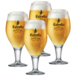 Imagem da oferta Jogo 4 Taças de Cerveja Rótulo Frases Estrella Damm Cristal 430ml