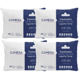 Imagem da oferta Travesseiros Camesa Micro Cotton 100% Poliéster 180 Fios 50 x 70 cm Brancos – 4 Unidades