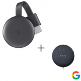 Imagem da oferta Chromecast 3 Google para TV e Conexao HDMI - GA00439-BR + Nest Mini: Smart Speaker
