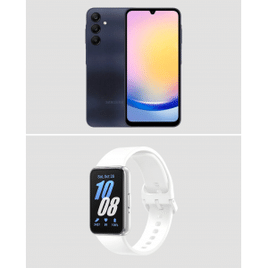 Imagem da oferta Kit Smartphone Galaxy A25 5G 256GB Azul Escuro + Smartwatch Fit3 Prata