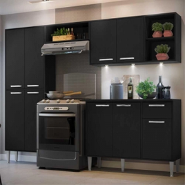Imagem da oferta Cozinha Completa Compacta 3 Leds, Armário e Balcão com Tampo 4 Peças Xangai - Multimóveis