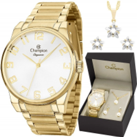 Imagem da oferta Relógio Champion Feminino Elegance Dourado CN27652W + Kit Colar e Brincos