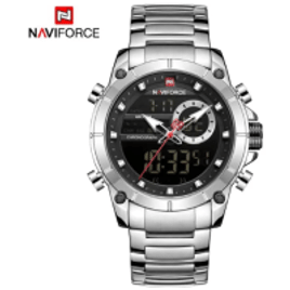 Imagem da oferta Relógio de Pulso Naviforce Esportivo Quartzo Aço Impermeável Display Duplo