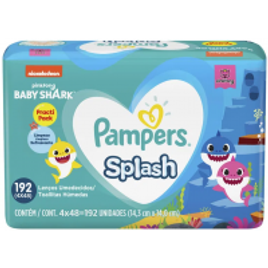 Lenços Umedecidos Pampers Splashers Baby Shark 192 Unidades