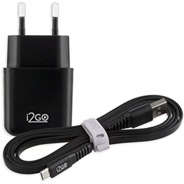 Kit Carregador De Parede USB 1A + Cabo Micro USB 2,4A I2GO Preto - I2GO Basic3x11x16