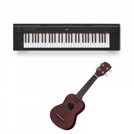 Imagem da oferta Combo Piano Digital Yamaha NP-12B Preto e Ukulele Acústico Vogga Fosco