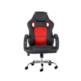 Imagem da oferta Cadeira Gamer Com Base Giratória Estofada Roda Emborrachada - Preto / Vermelho
