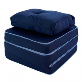 Imagem da oferta Puff Multiuso 3 em 1 Solteiro Azul com Travesseiro - BF Colchões