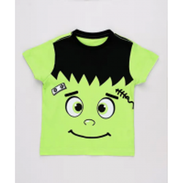Imagem da oferta Camiseta Infantil Halloween Frankenstein Manga Curta Verde