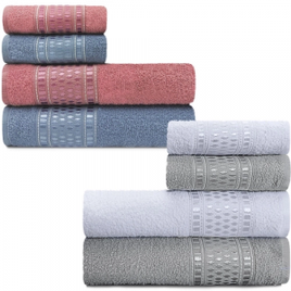 Imagem da oferta Jogo 4 peças toalhas Banho + Rosto 100% Algodão Nara Atlantica - Emcompre