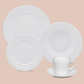 Imagem da oferta Aparelho de Jantar e Chá 20 Peças Oxford Daily Serena em Cerâmica com Alto-relevo – Branco