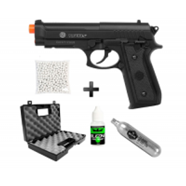 Imagem da oferta Kit pistola de Airsoft CO2 Cybergun Taurus PT 92 Nylon + Maleta + Co2 + 500bbs + Silicone