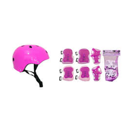 Imagem da oferta Kit Acessórios de Proteção Infantil Patins Bicicleta Skate Patinete com Capacete Rosa Bbr