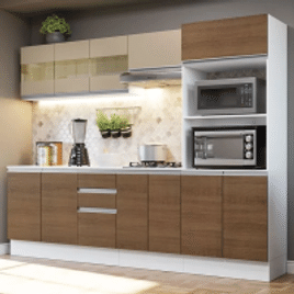 Imagem da oferta Armário de Cozinha Completa 100% MDF 250 cm Branco/Rustic/Crema Smart