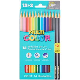 Lápis de Cor Ecolapis Faber-Castell Multicolor Super 11.1200n+2G 12 Cores + 2 Lapis