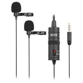Microfone de Lapela Boya BY-M1DM Omnidirecional duplo 65hz~18Khz