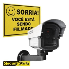 Imagem da oferta Micro Câmera Falsa Com Led Para Segurança Residencial + Placa Sorria