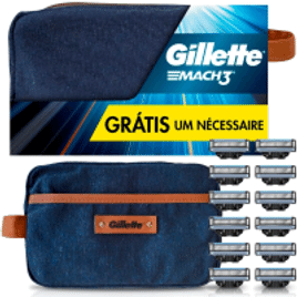 Imagem da oferta 1 Gillette Kit Mach3 Carga para Aparelho 12 Unidades + 1 Nécessaire