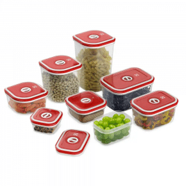 Imagem da oferta Conjunto de Potes Herméticos com 8 Peças Electrolux em Plástico - Vermelho