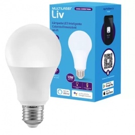 Imagem da oferta Lâmpada LED Bulbo Inteligente Multilaser Liv Colorida Dimerizável Wi-Fi - SE224