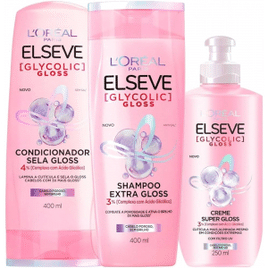 Imagem da oferta Kit Glycolic Gloss: Shampoo + Condicionador + Creme para Pentear Elseve