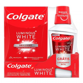 Imagem da oferta Creme Dental para Clareamento Colgate Luminous White Brilliant Mint 70g 3 Unidades + Enxaguante Bucal 250ml