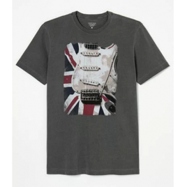 Imagem da oferta Camiseta Manga Curta Estampa Guitarra Bandeira - Masculino