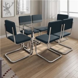 Imagem da oferta Mesa de Jantar com 6 Cadeiras Futura Bartira - Cromada/Cosmo
