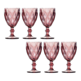 Imagem da oferta Conjunto de Taças para Vinho Lyor Design Diamond em Vidro 210 ml - 6 Peças
