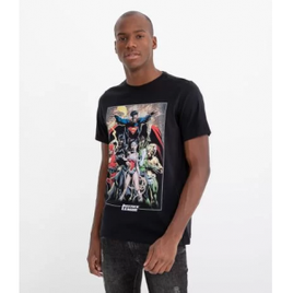 Imagem da oferta Camiseta Manga Curta com Estampa Liga da Justiça Preto - Tam P