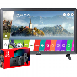 Console Nintendo Switch 32gb + Gray Joy-con + Smart TV LED LG 24" Monitor Wi -Fi Webos 3.5 DTV Machine Ready
