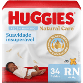 Imagem da oferta Fralda Huggies Natural Care RN - 34 Unidades