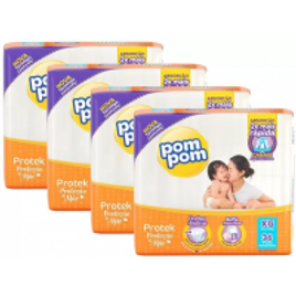 Imagem da oferta 4 Pacotes Fralda Protek Proteção de Mãe XG (12 a 15kg) - Pom Pom 36 Unidades Cada