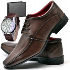 Imagem da oferta Sapato Social Com Relógio Carteira e Cadarço Masculino Top Flex R804DB